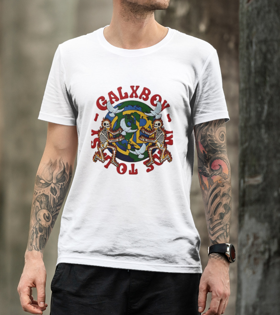 Galxboy Systms Toys Flaming Skeletons With Doves Peace T-Shirt