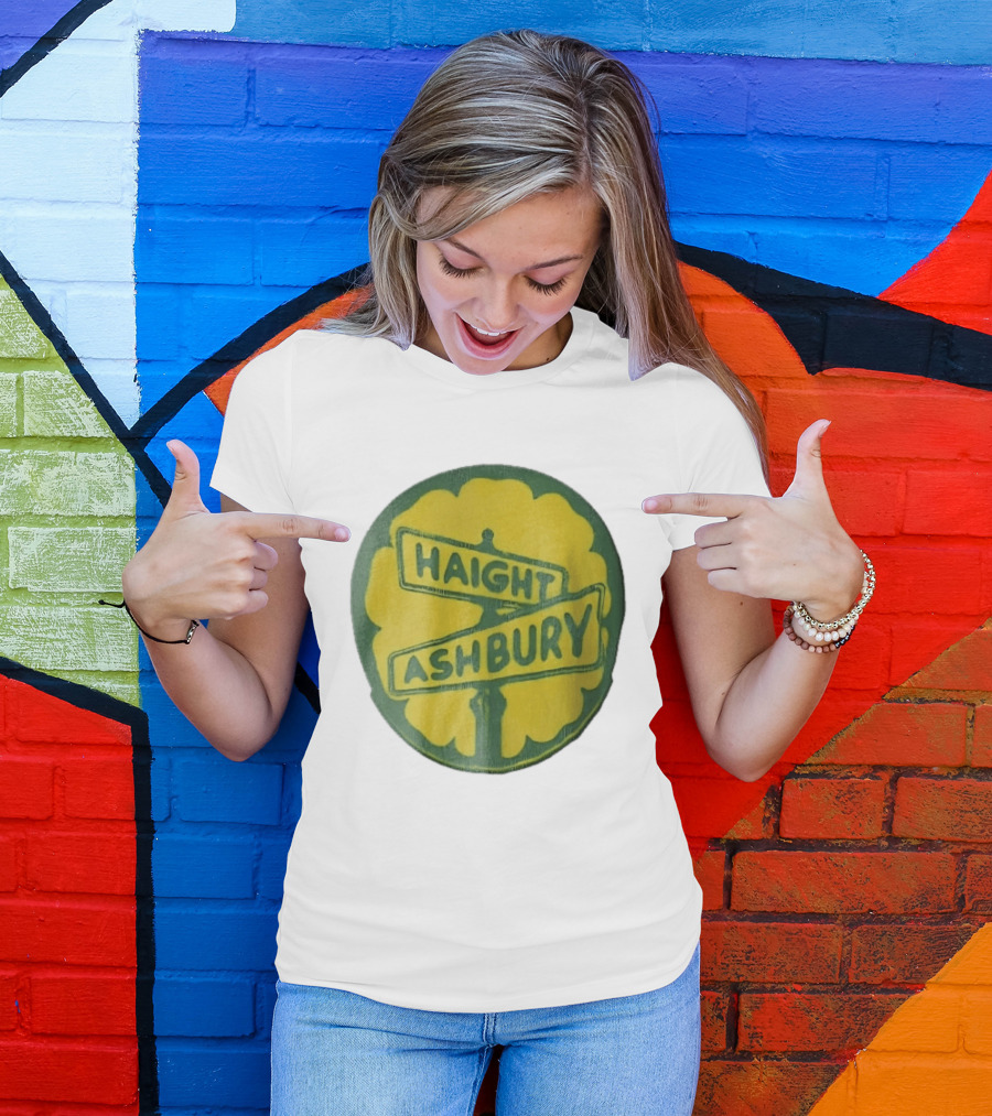 Haight Ashbury Street Sign Yellow Flower T-Shirt