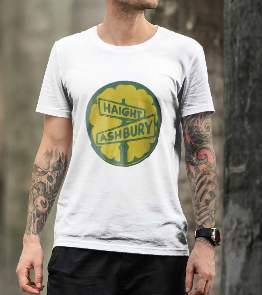 Haight Ashbury Street Sign Yellow Flower T-Shirt