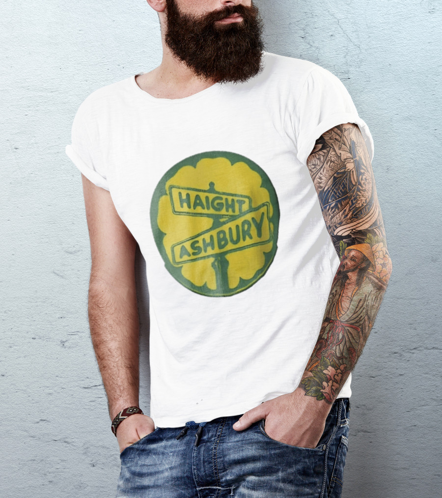 Haight Ashbury Street Sign Yellow Flower T-Shirt