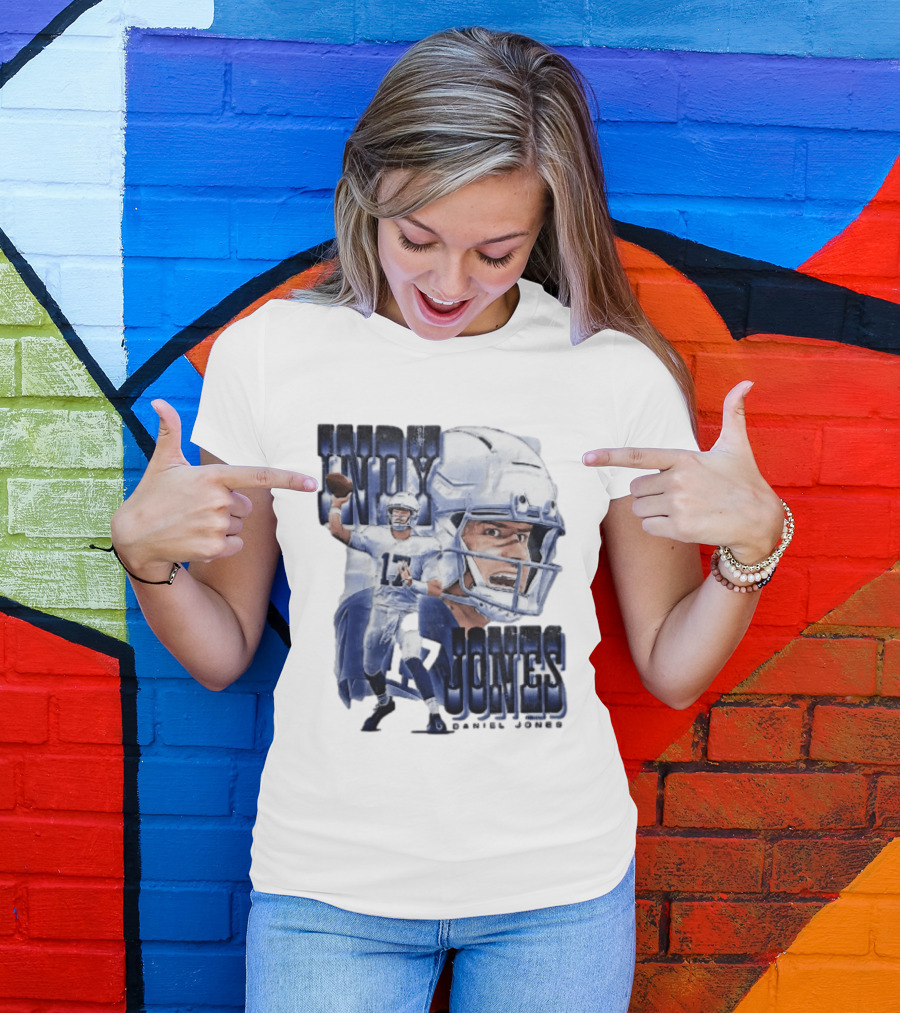 Indy Jones Football Quarterback Throwing Action Close Up Helmet T-Shirt