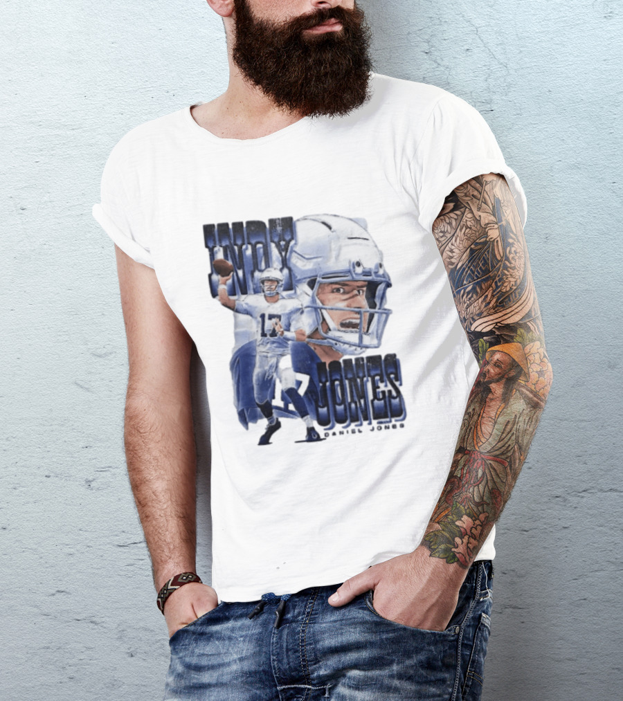 Indy Jones Football Quarterback Throwing Action Close Up Helmet T-Shirt