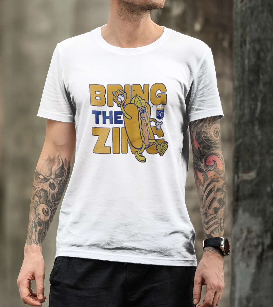 Kansas City Royals Bring The Zing Cartoon Hot Dog KC Baseball Glove T-Shirt