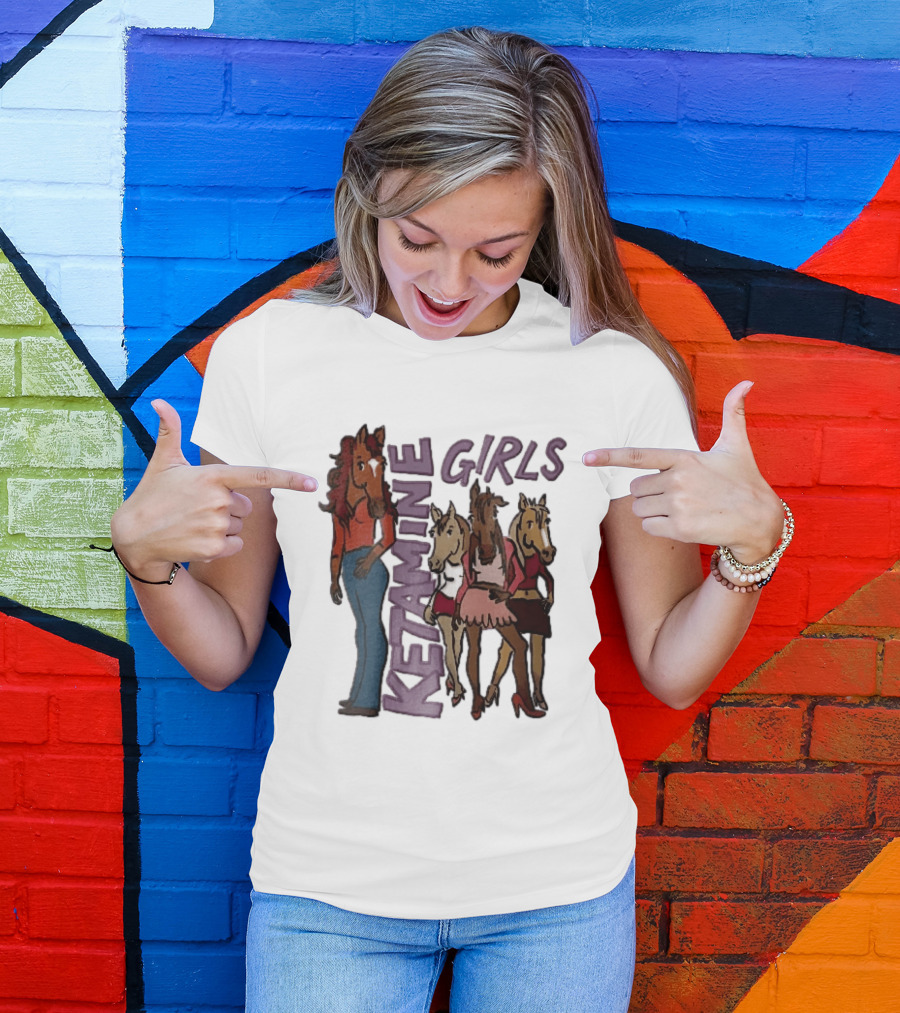 Ketamine Girls Cartoon Anthropomorphic Female Horses Fashion Outfits T-Shirt