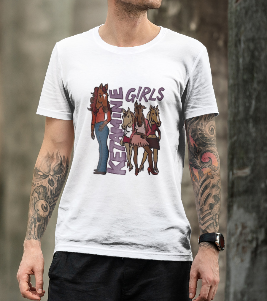 Ketamine Girls Cartoon Anthropomorphic Female Horses Fashion Outfits T-Shirt