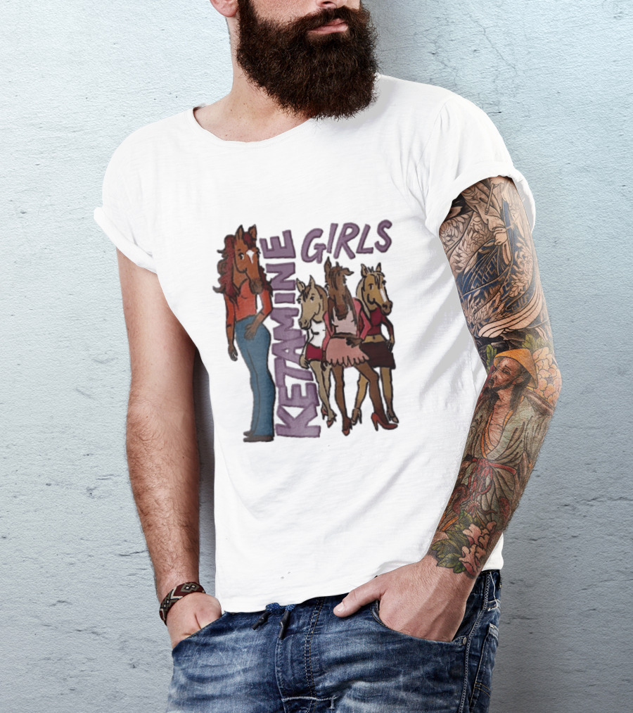 Ketamine Girls Cartoon Anthropomorphic Female Horses Fashion Outfits T-Shirt