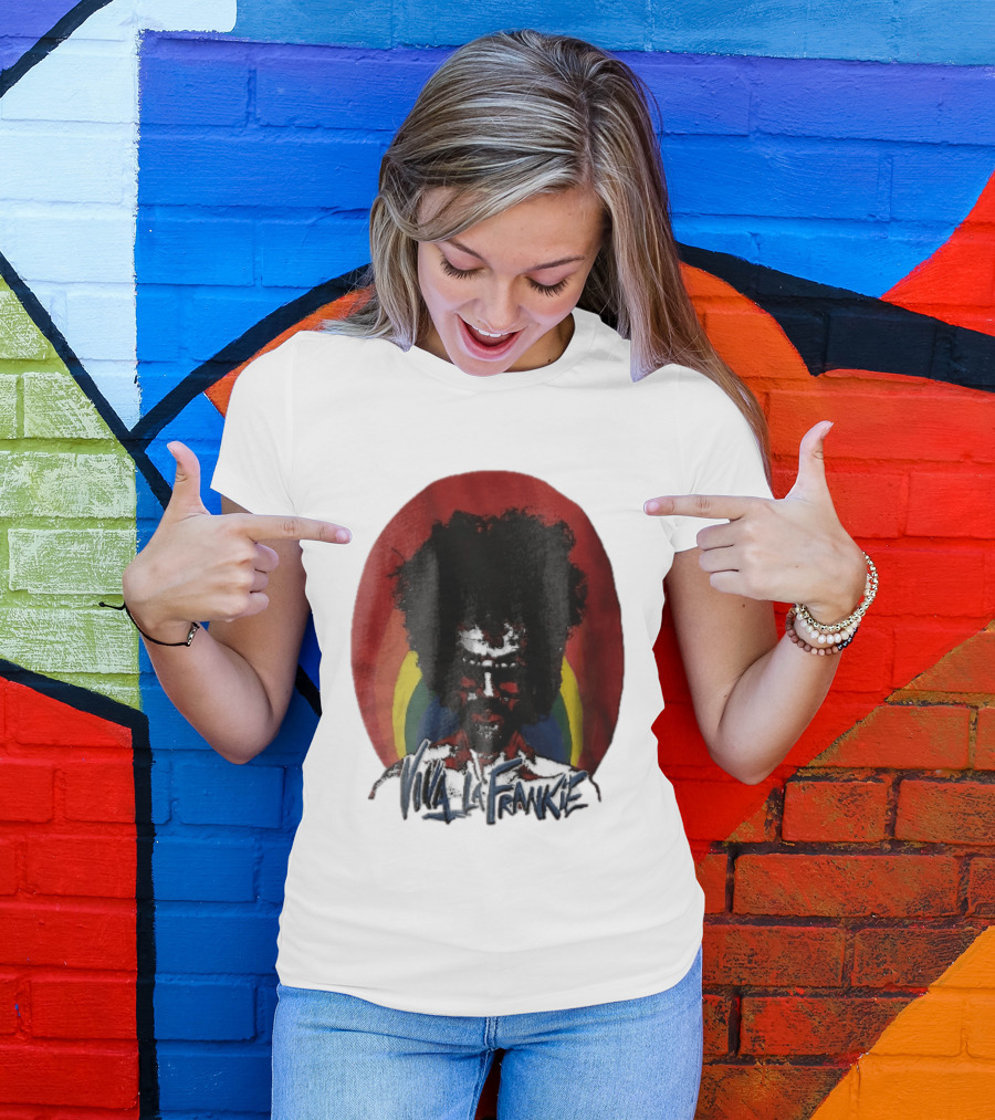 Viva LA Frankie Afro Man Glasses Rainbow Oval T-Shirt