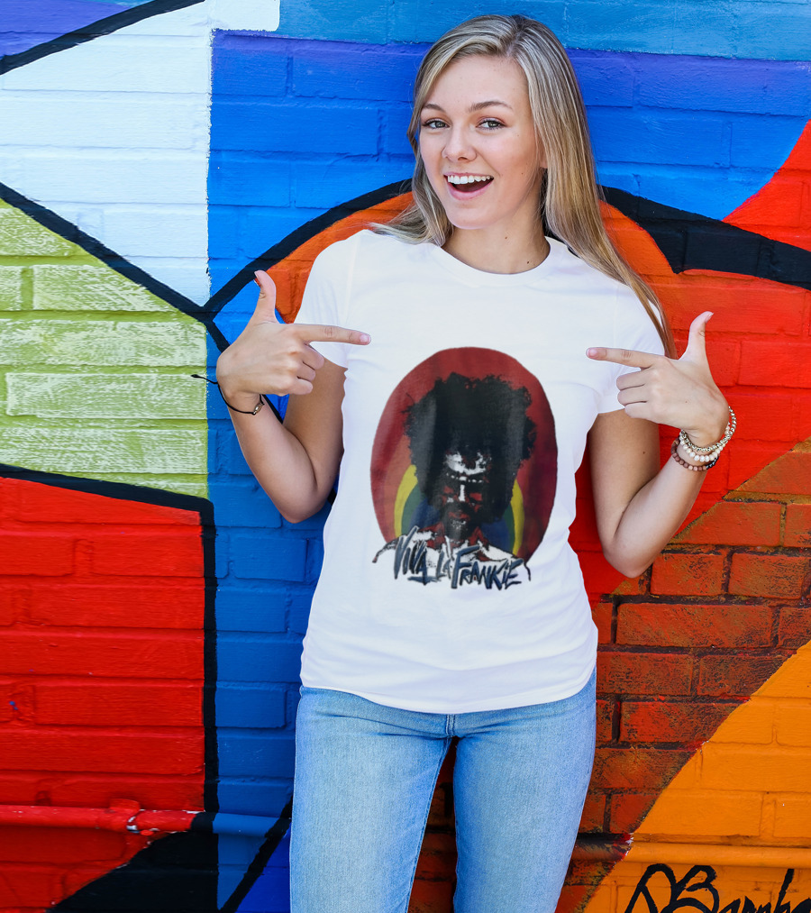 Viva LA Frankie Afro Man Glasses Rainbow Oval T-Shirt
