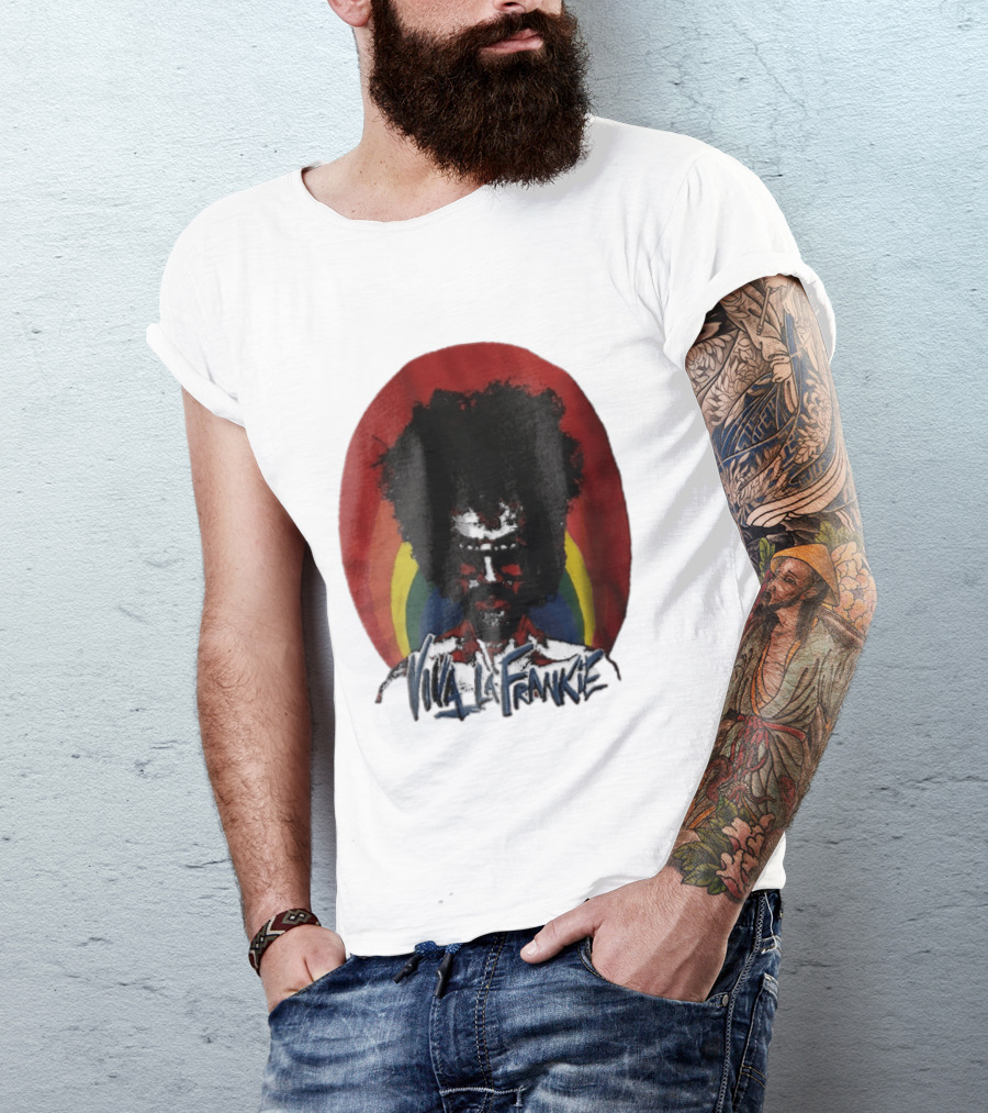 Viva LA Frankie Afro Man Glasses Rainbow Oval T-Shirt