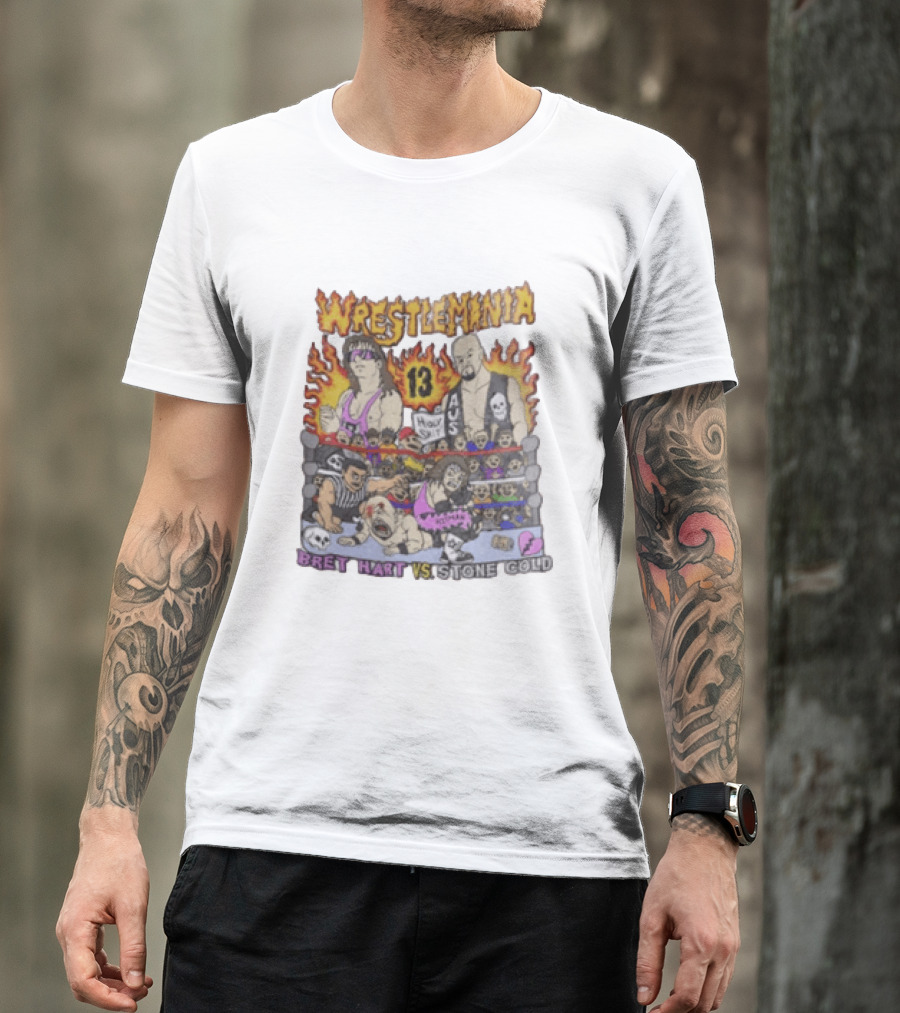 Wrestlemania 13 Bret Hart Vs Stone Cold Steve Austin Holy Shit Vintage Wrestling Battle T-Shirt
