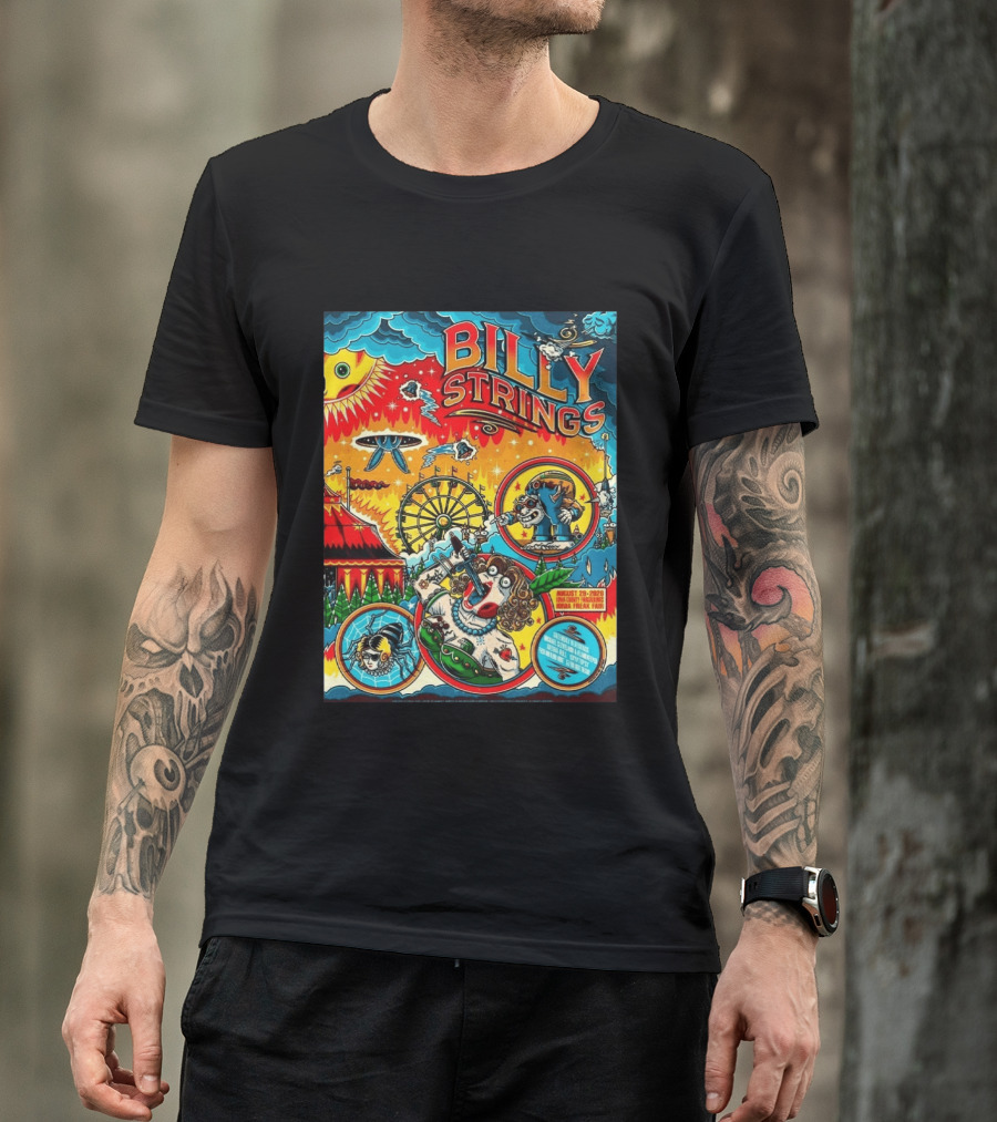 Billy Strings Ionia Freak Fair 2026 Night 2 Ionia MI August 29 UFO Carnival Extravaganza Ferris Wheel T-Shirt