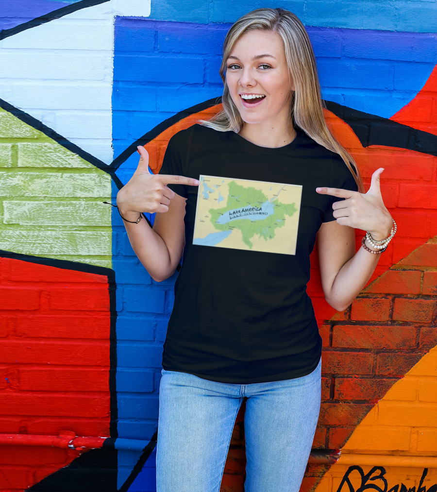 Lake Ontario Map Lake America Fun Geography Twist T-Shirt