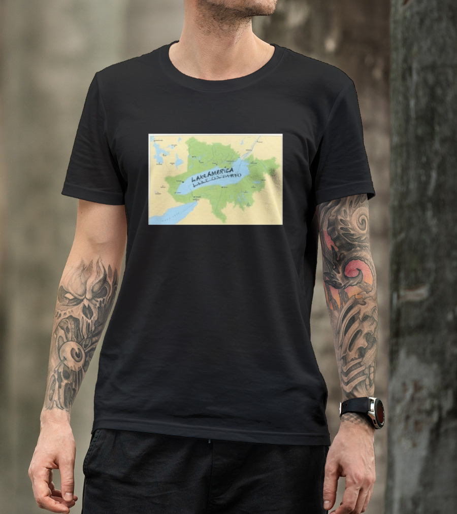 Lake Ontario Map Lake America Fun Geography Twist T-Shirt