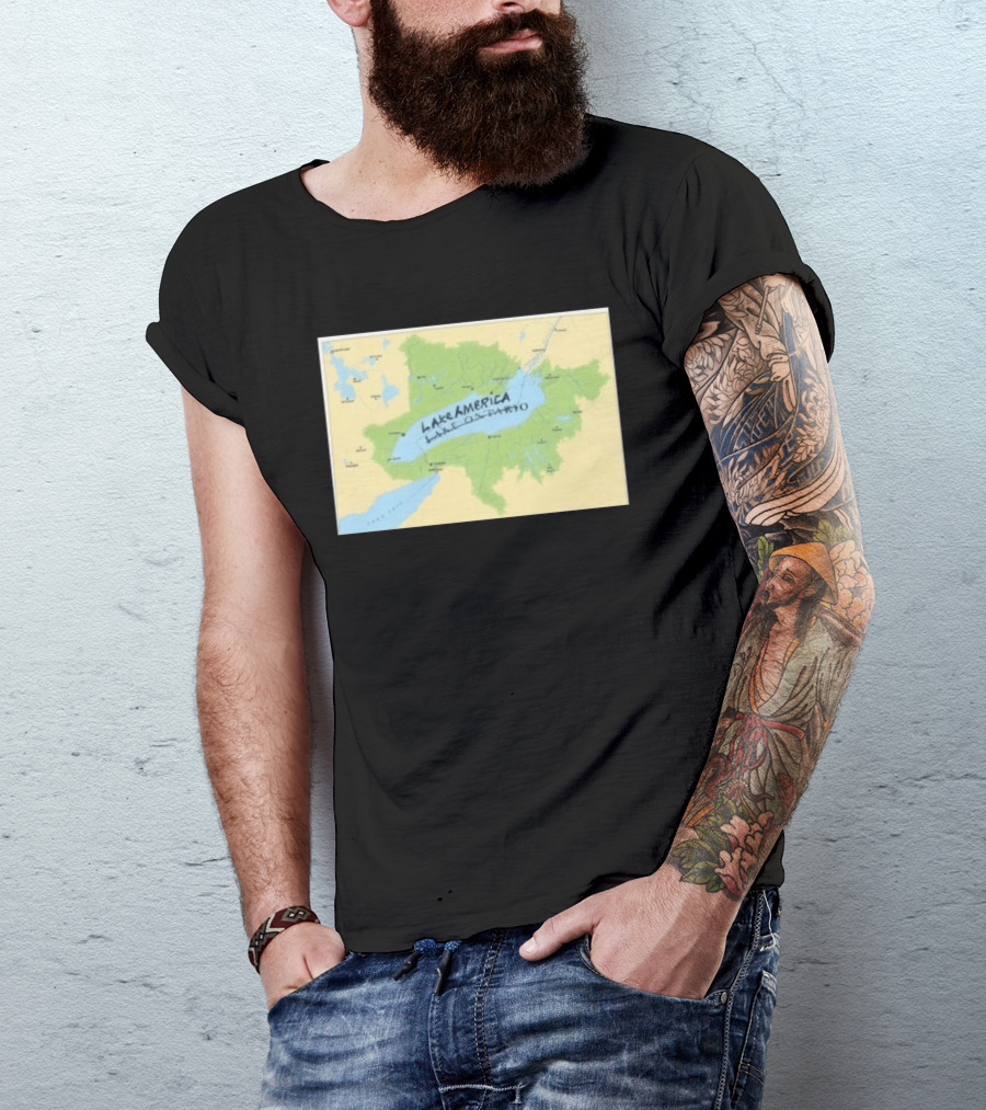 Lake Ontario Map Lake America Fun Geography Twist T-Shirt