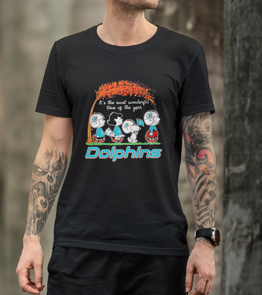 Peanuts Miami Dolphins It's The Most Wonderful Time Of The Year Halloween 2026 T-Shirt