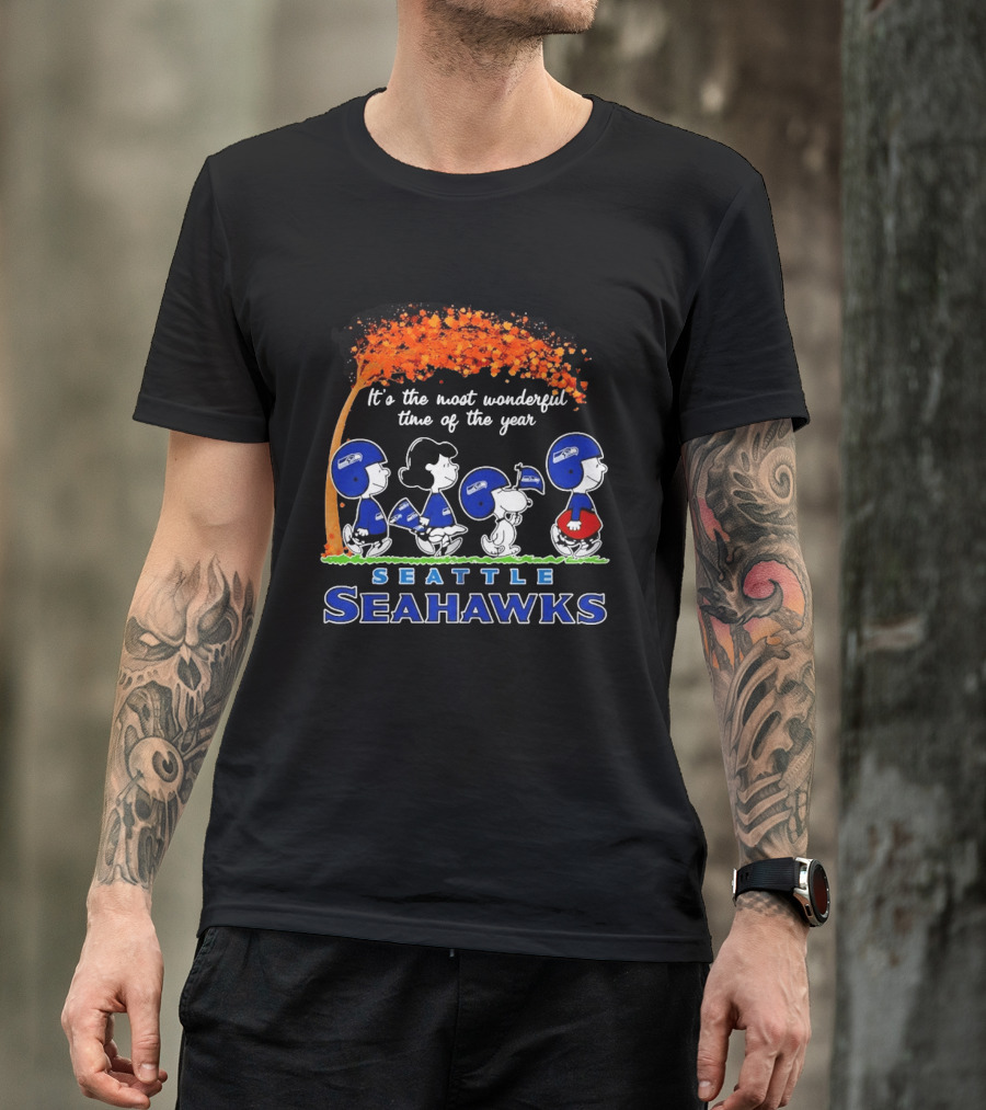 Seattle Seahawks Peanuts It's The Most Wonderful Time Of The Year 2026 T-Shirt