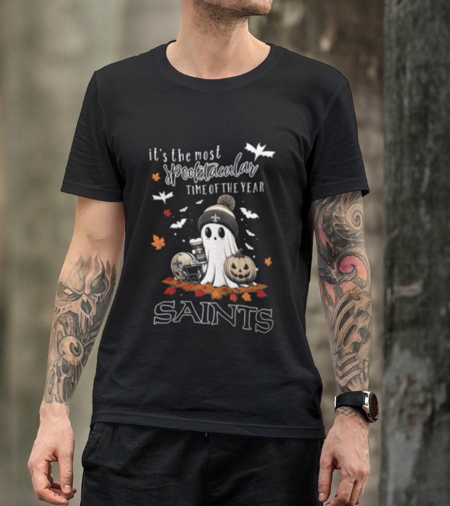 New Orleans Saints Halloween Spooktacular Ghost Helmet Pumpkin T-Shirt