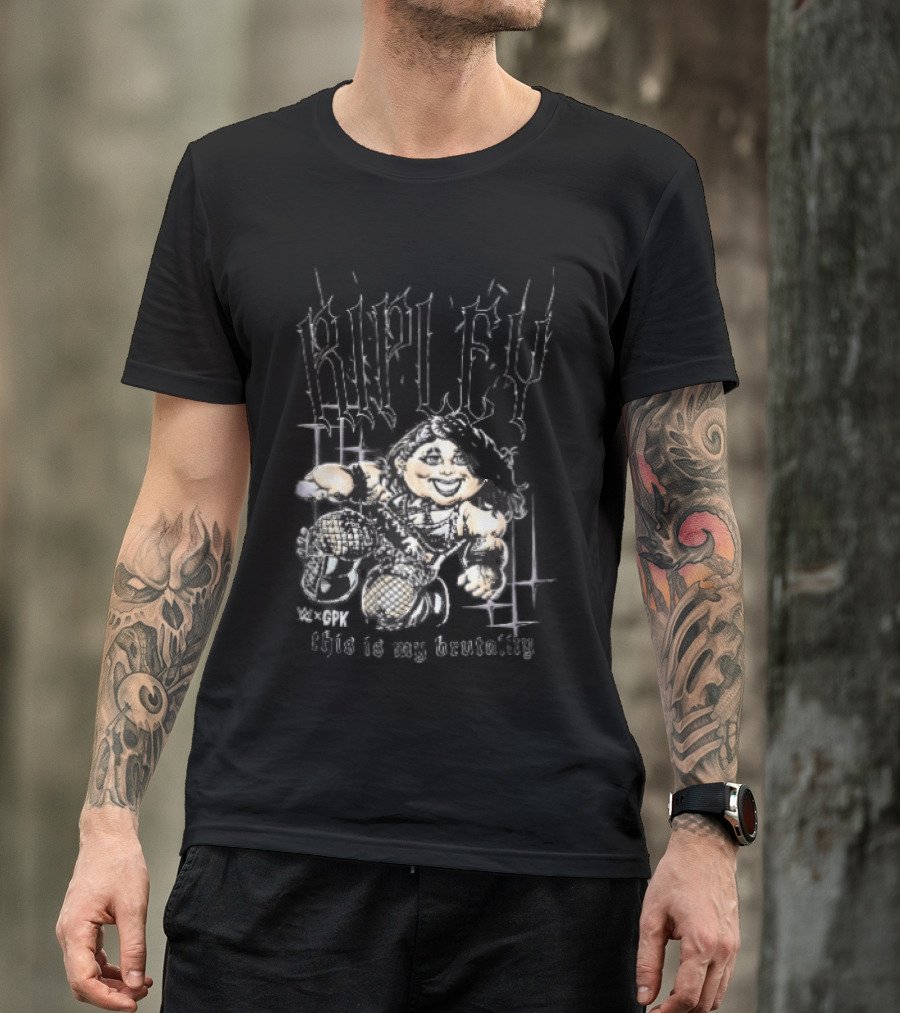 WWE GPK Ripley This Is My Brutality Female Wrestler Cartoon Caricature T-Shirt
