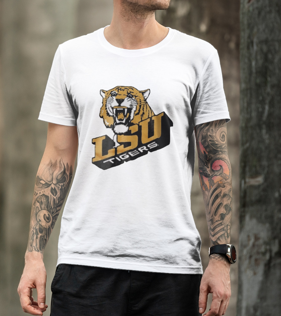 Louisiana State LSU Tigers Roaring 3D Block NCAA T-Shirt