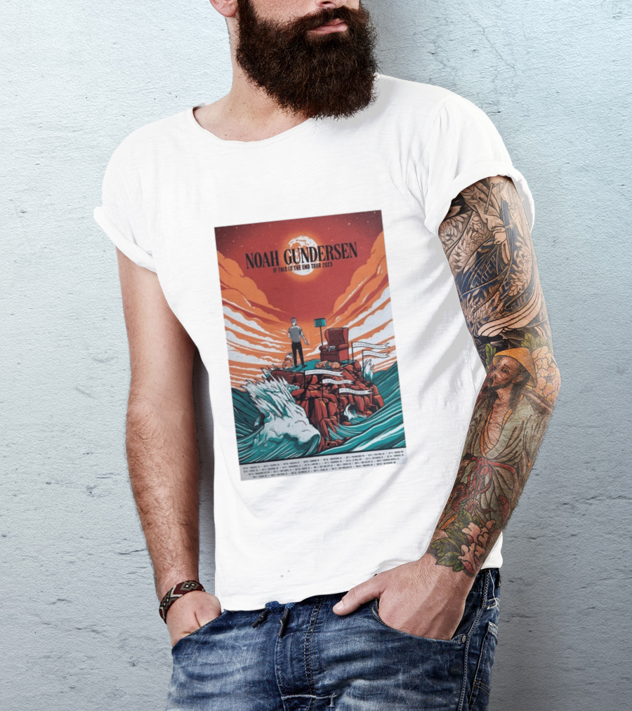 Noah Gundersen If This Is The End Tour 2023 Dramatic Ocean Waves Red Sky T-Shirt