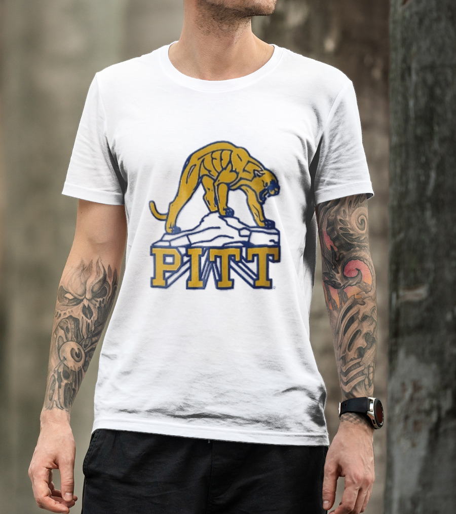 Pittsburgh Panthers Pitt Gold Panther Standing On Rock T-Shirt