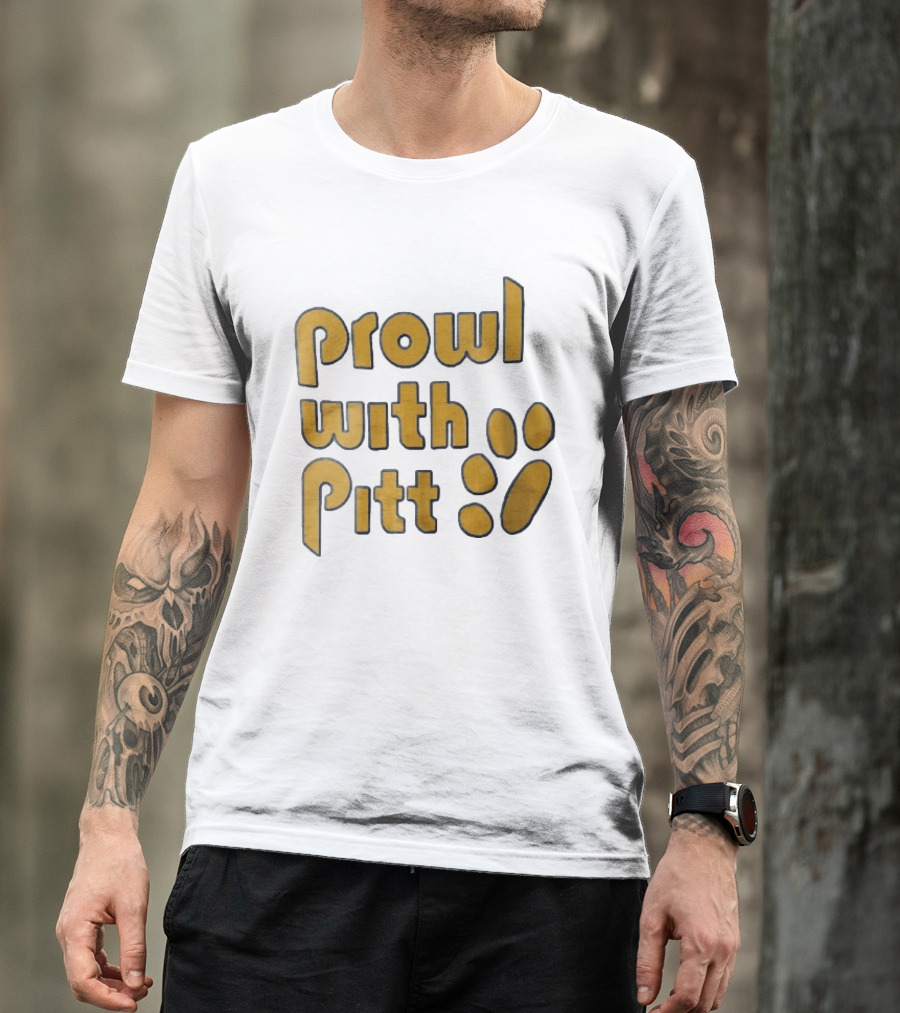 Pitt Panthers Prowl With Pitt Textured Gold Paw T-Shirt