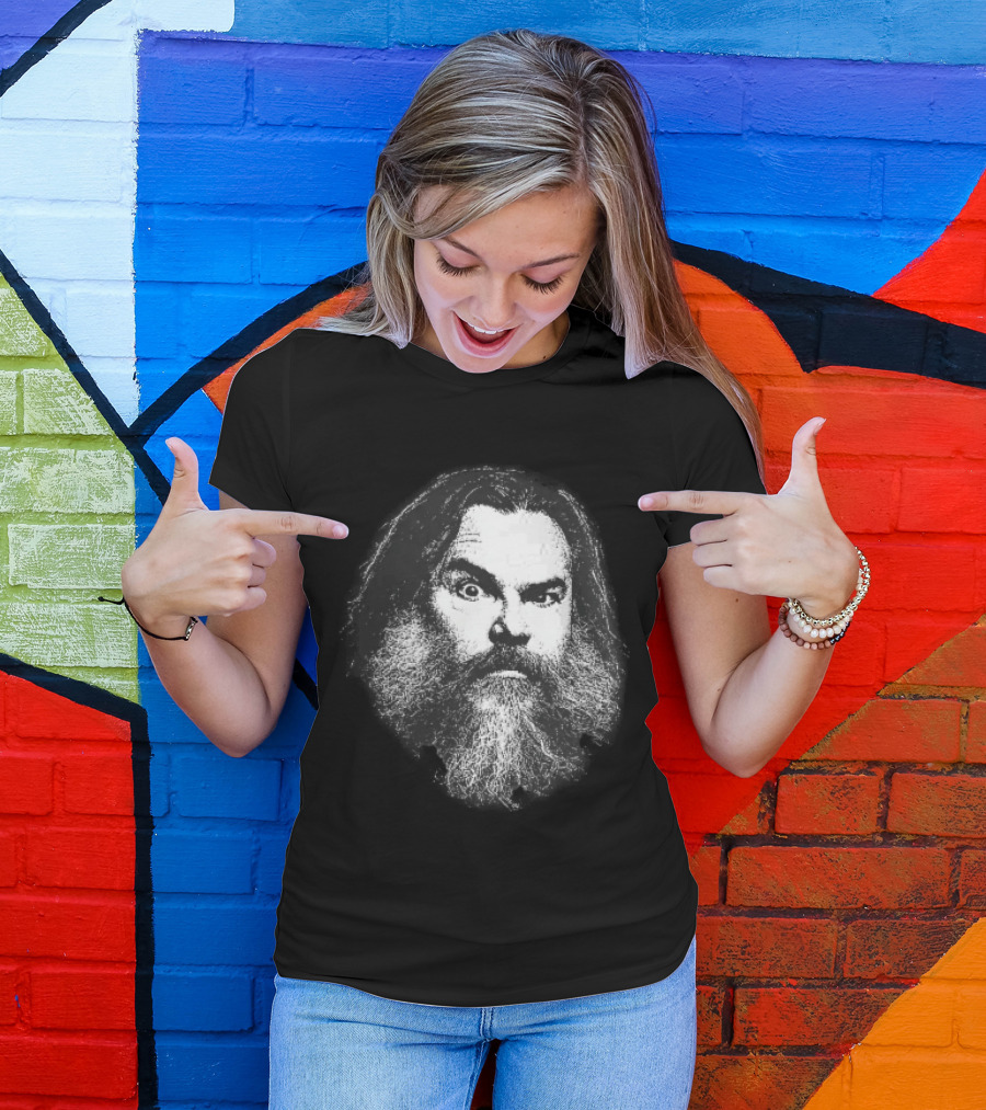 Jack Black High Contrast Monochromatic Stencil Beard Wide Eye Expression T-Shirt