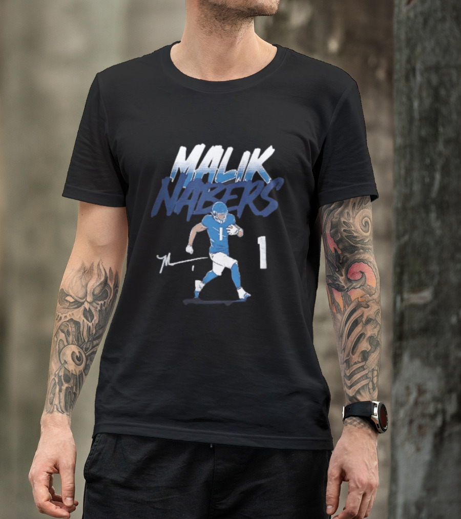 Malik Nabers Blue Jersey Number 1 Football Player T-Shirt