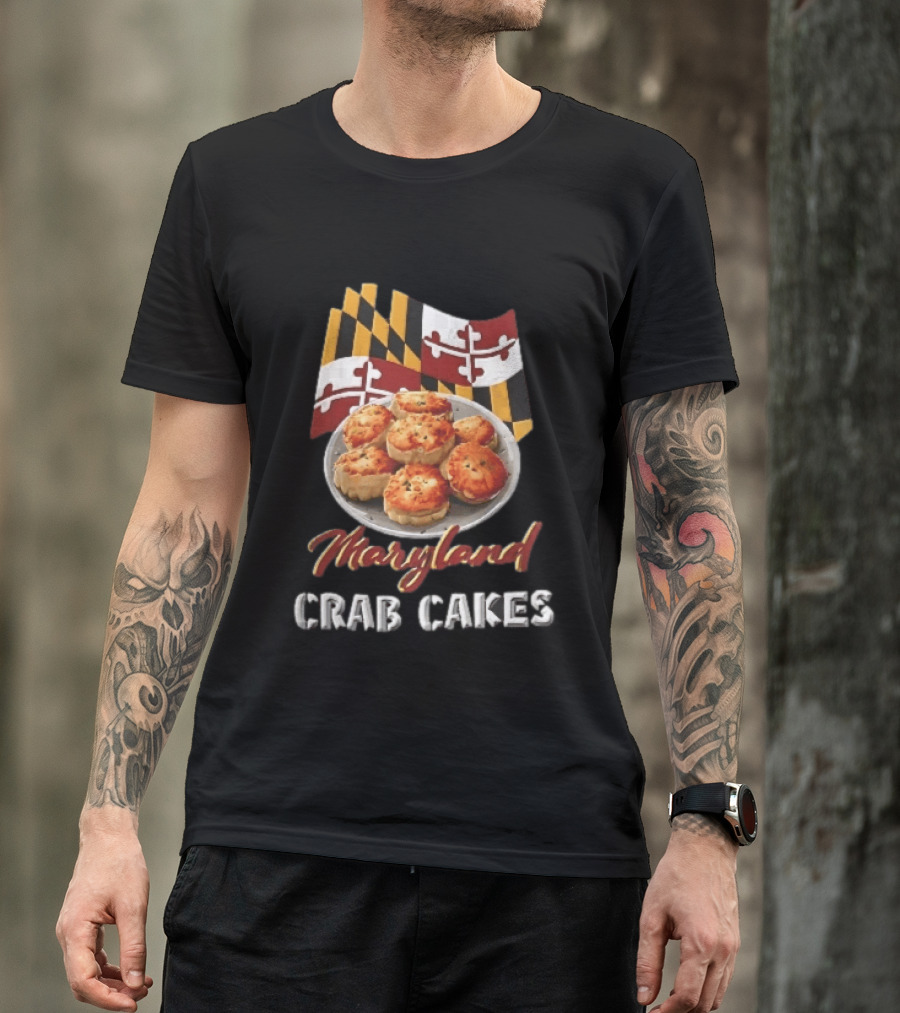 Maryland Crab Cakes Plate With State Flag T-Shirt