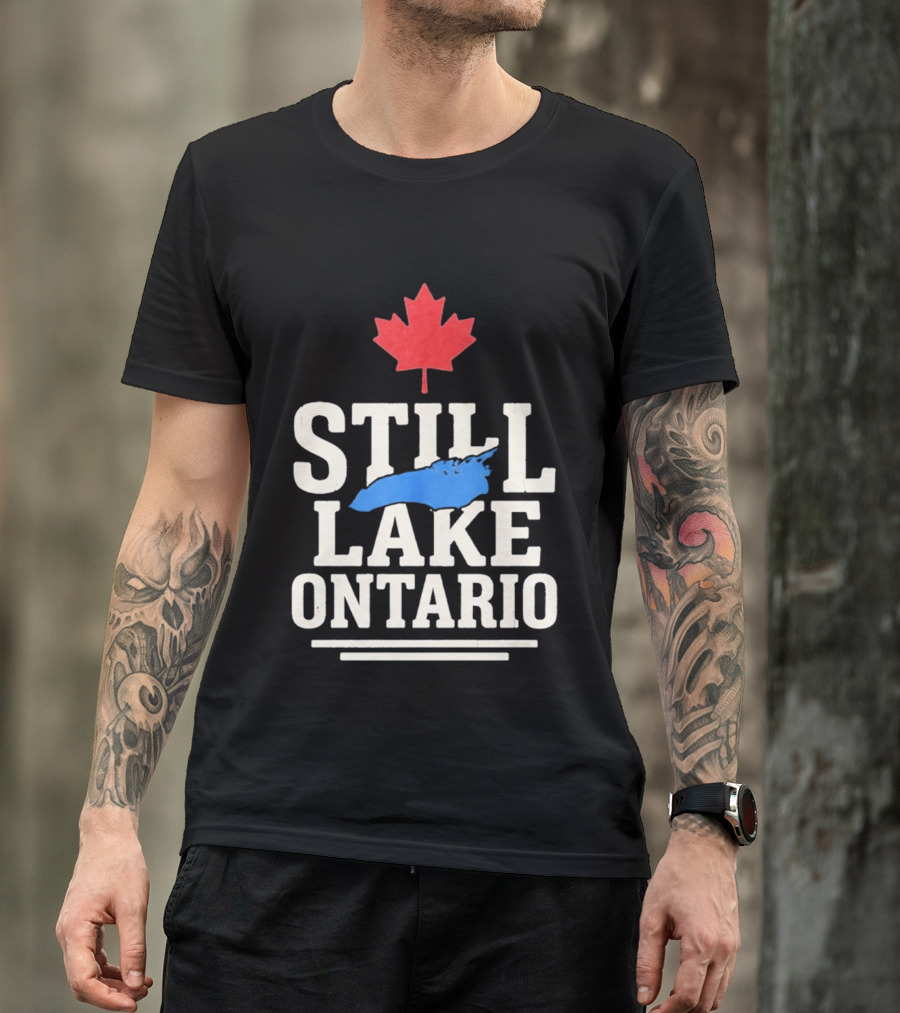 Still Lake Ontario Canada Map 2026 Red Maple Leaf T-Shirt