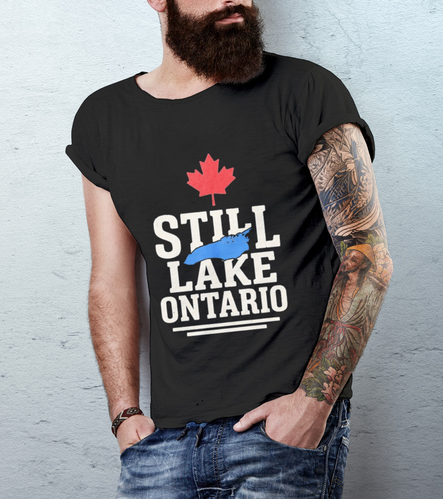 Still Lake Ontario Canada Map 2026 Red Maple Leaf T-Shirt