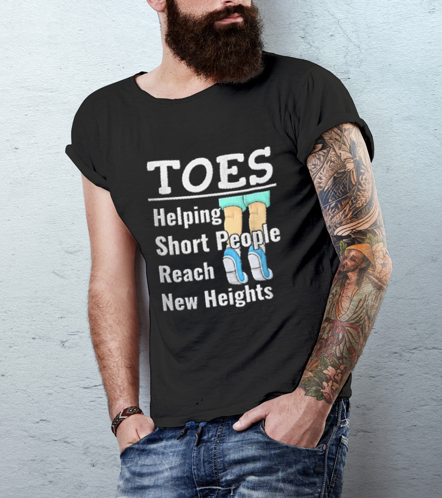 Toes Helping Short People Reach New Heights Tiptoe Cartoon Legs Blue Shoes T-Shirt