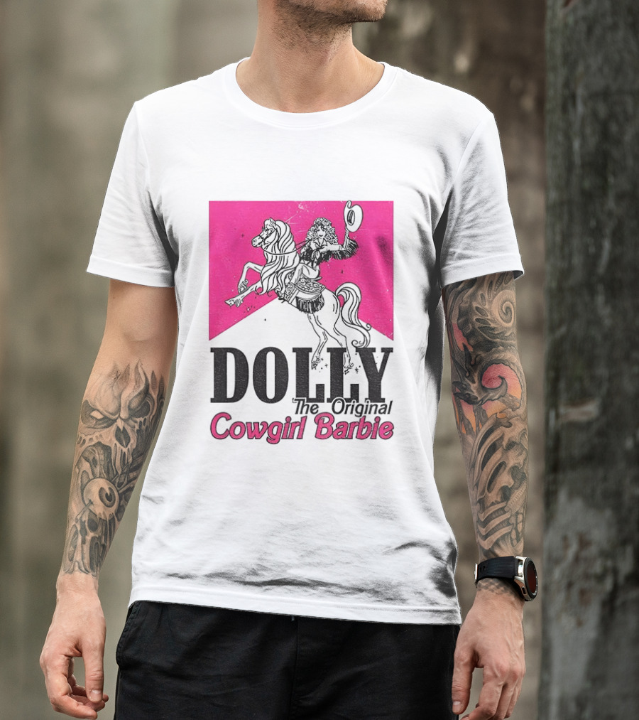 Dolly The Original Cowgirl Barbie Pink Riding Horse T-Shirt