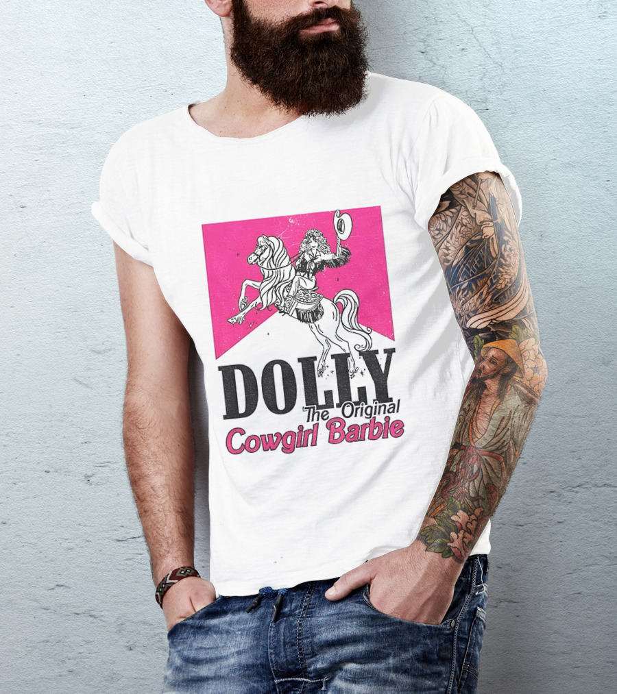Dolly The Original Cowgirl Barbie Pink Riding Horse T-Shirt