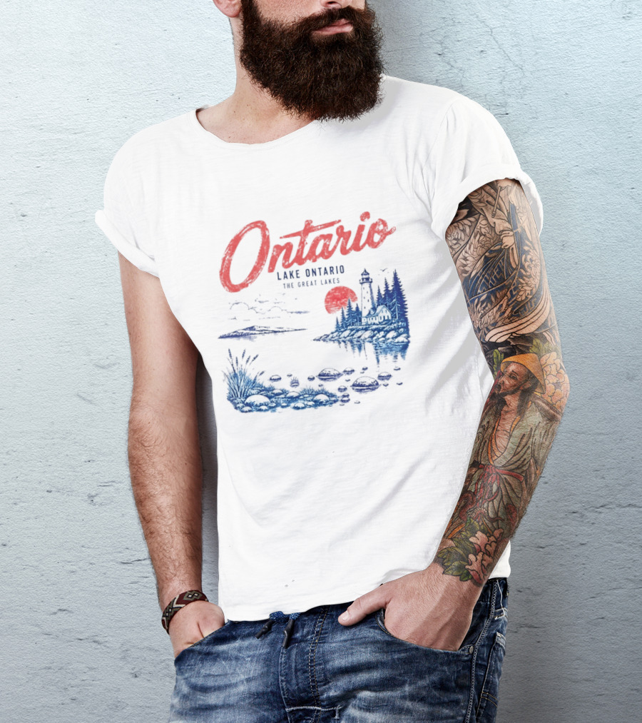 Ontario Lake Ontario The Great Lakes Lighthouse Scene T-Shirt