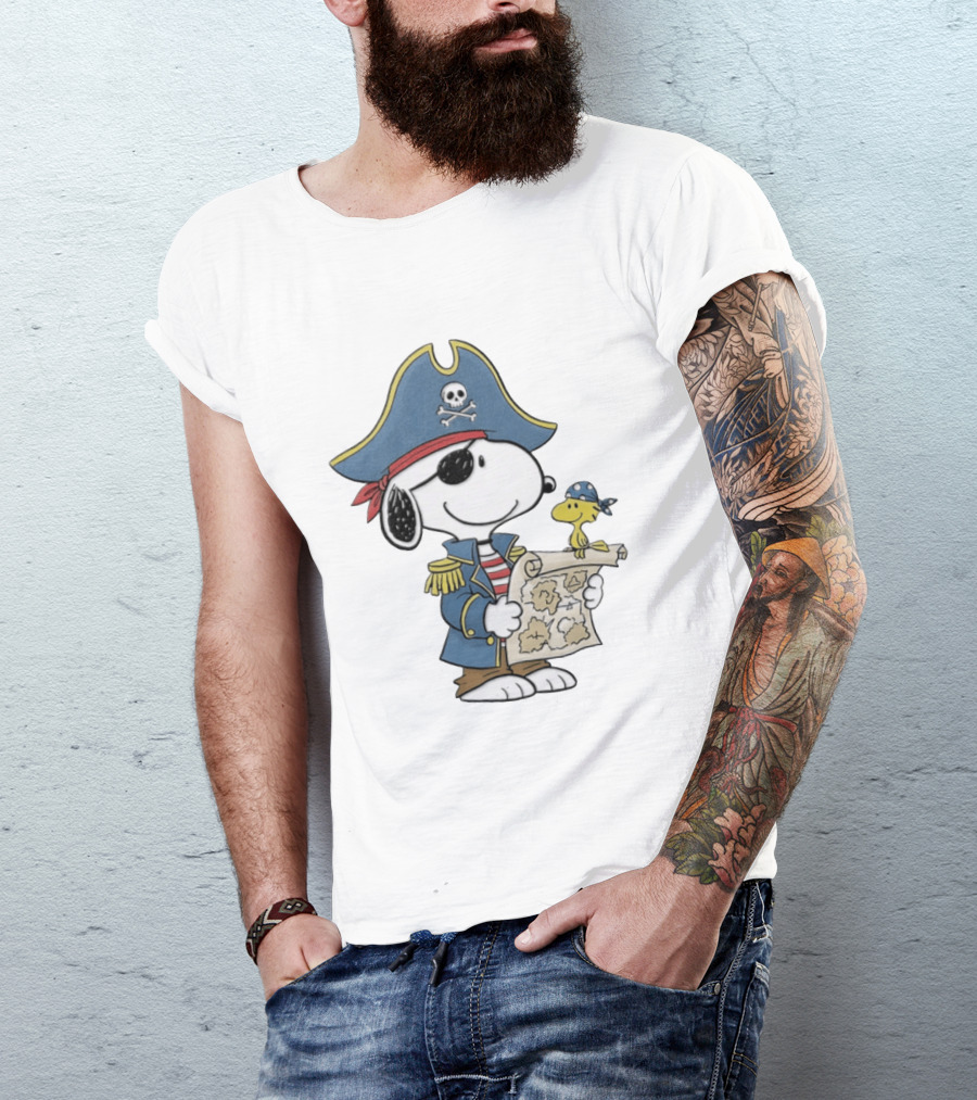 Snoopy Pirate Adventure With Treasure Map And Woodstock T-Shirt