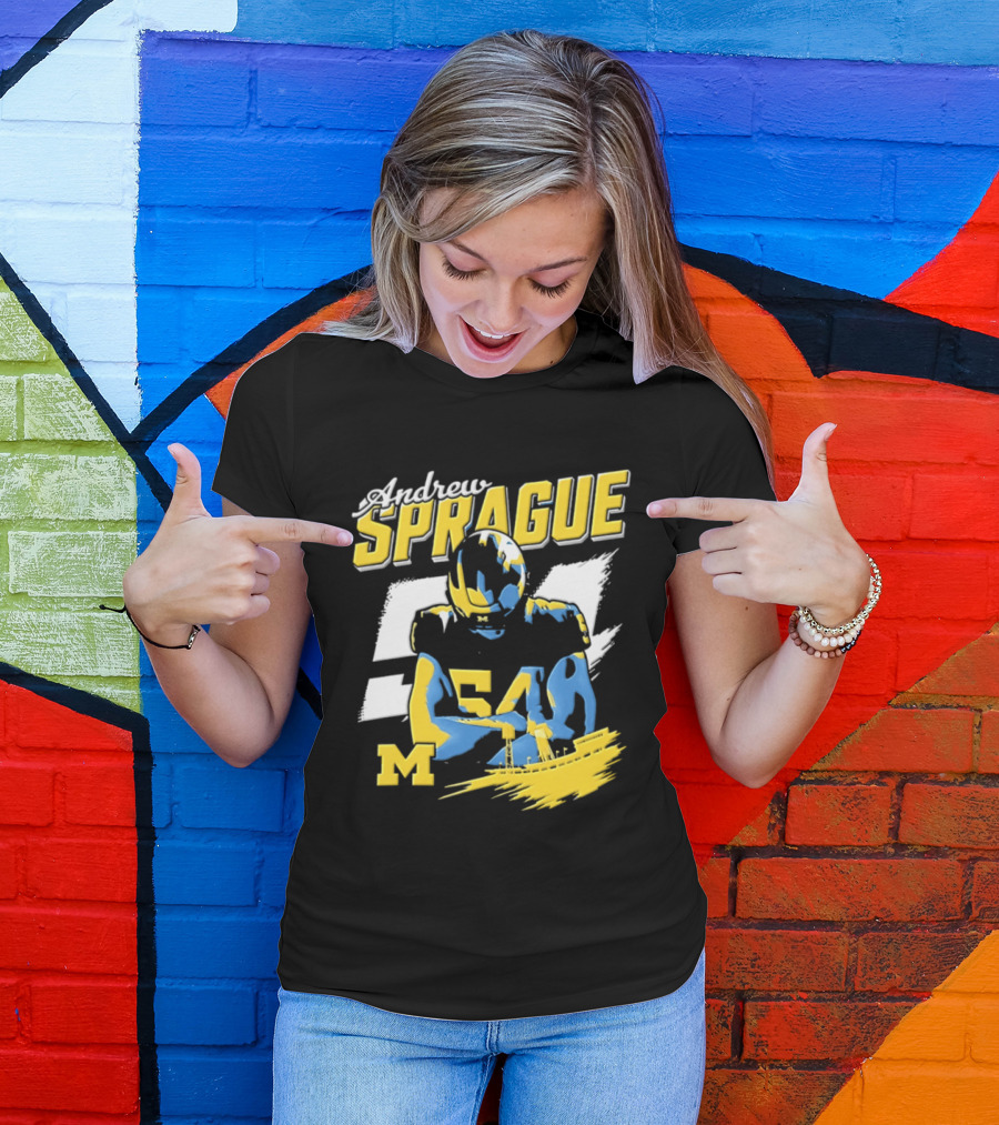 Andrew Sprague No 54 Michigan Wolverines Football M Helmet T-Shirt