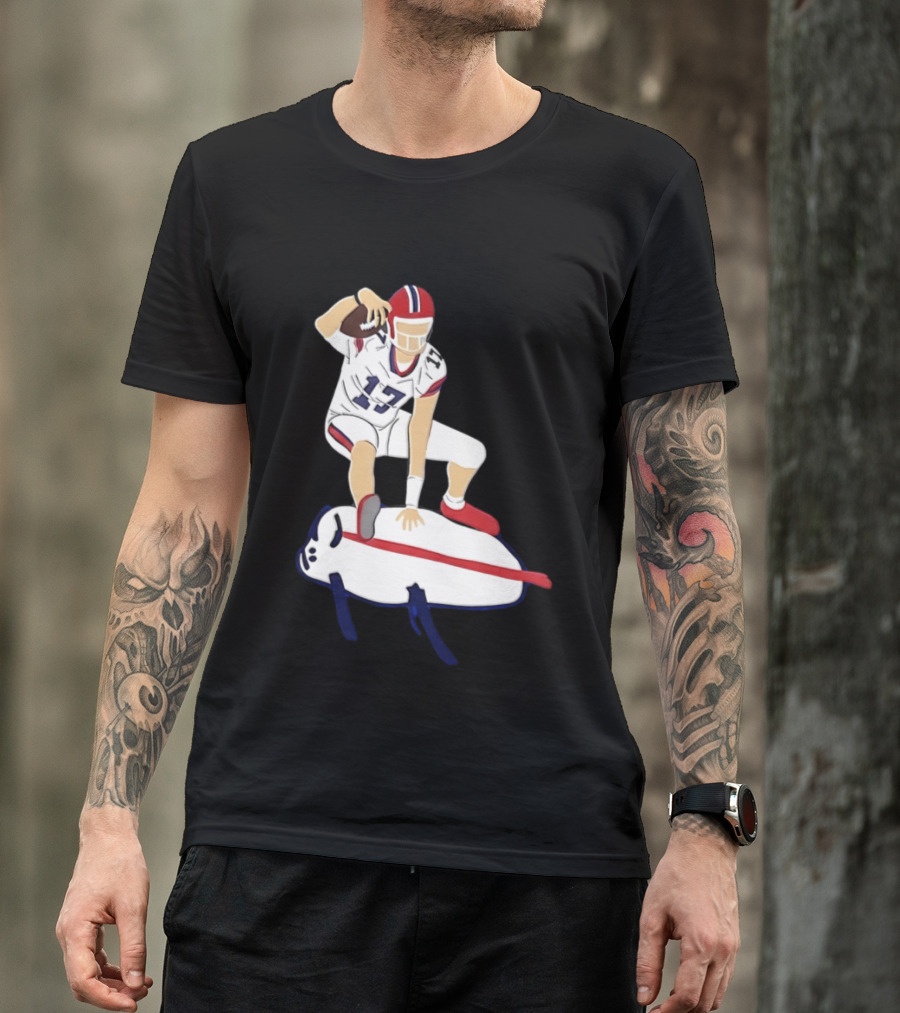 Josh Allen 17 Buffalo Football Skateboard Player Action T-Shirt