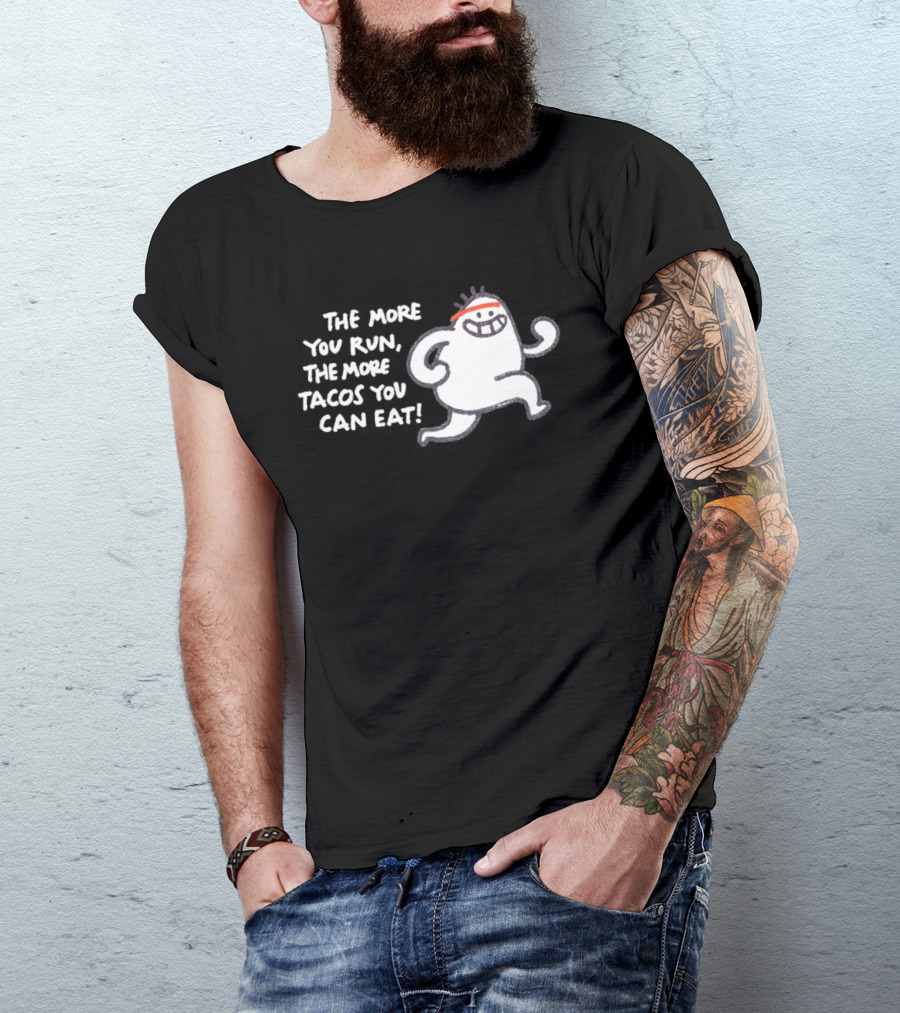 The More You Run The More Tacos You Can Eat Running Character Red Headband T-Shirt