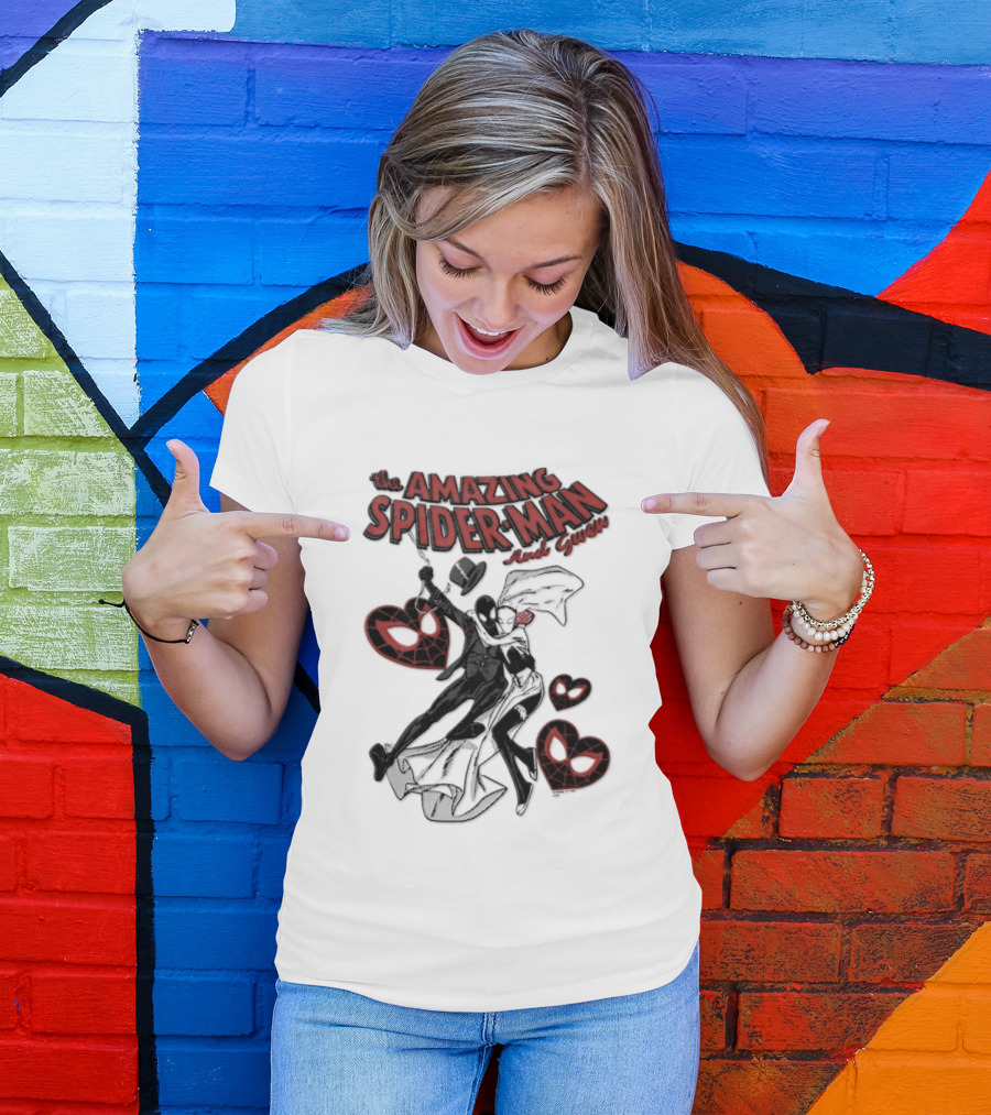 The Amazing Spider Man Loves Gwen Miles Morales Spider Man Gwen Stacy T-Shirt