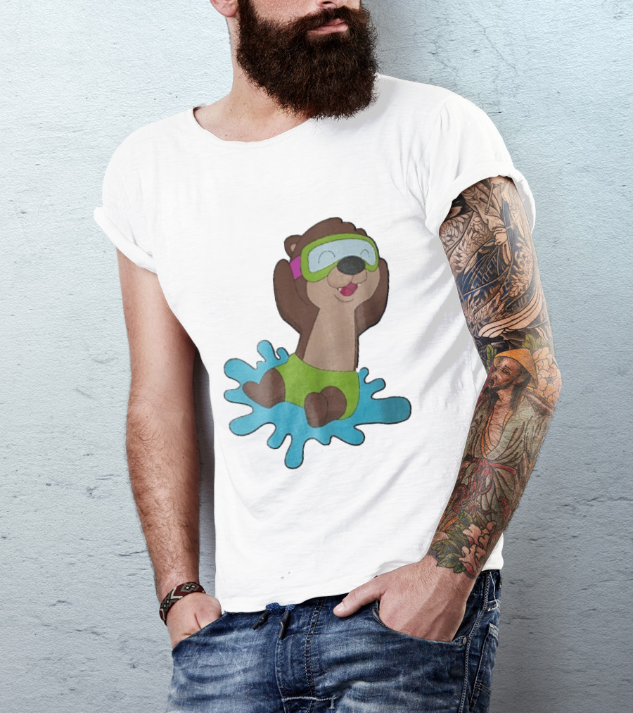 Otter Swimming With Goggles Playful Summer Splash T-Shirt