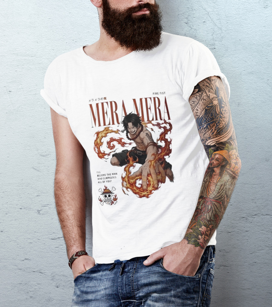 Mera Mera Fire Fist Portgas D Ace One Piece Anime T-Shirt