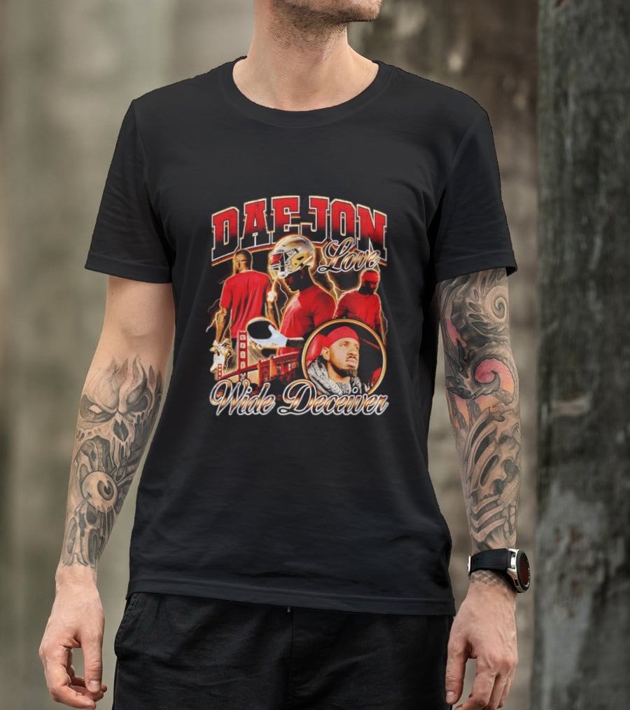 Daejon Love Wide Deceiver Football Helmet San Francisco Bridge T-Shirt