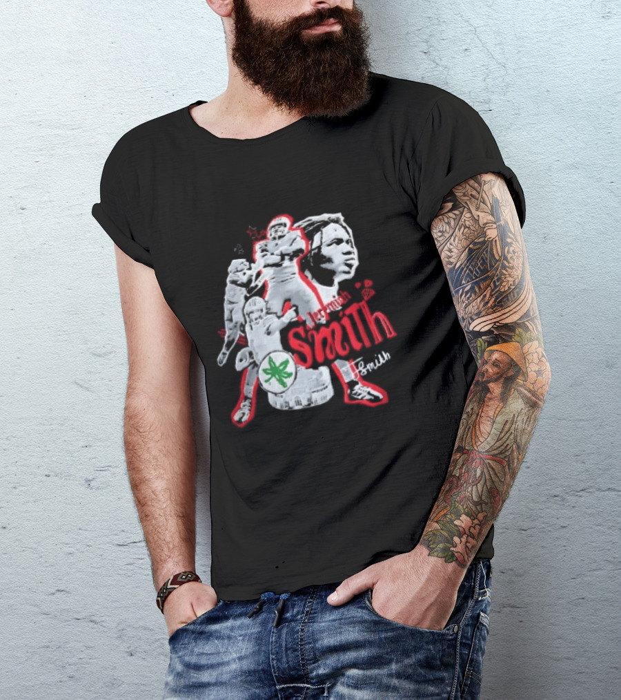 Ohio State Buckeyes NCAA Jeremiah J Smith Football Action Collage Ohio Stadium Bootleg T-Shirt