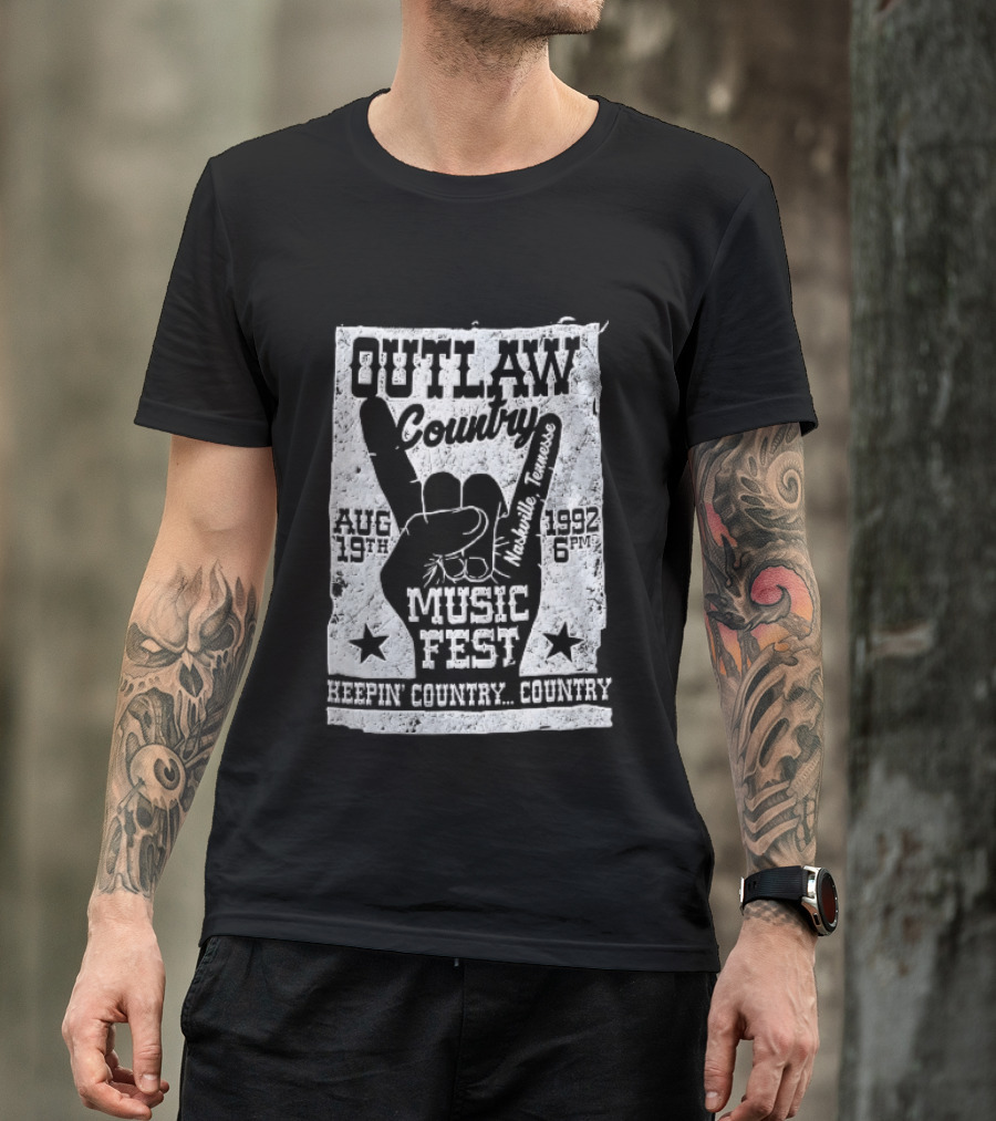 Outlaw Country Music Fest Aug 19th 1992 Nashville Tennessee Keepin Country Country T-Shirt