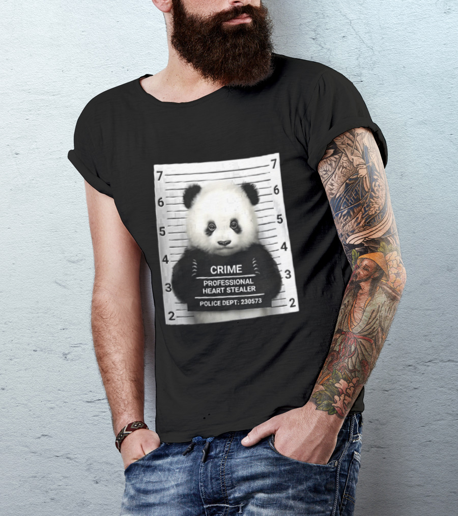 Panda Crime Professional Heart Stealer Police Dept 230573 Shot Lineup T-Shirt