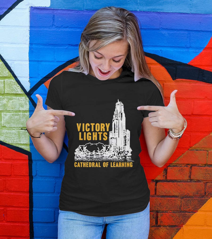 Victory Lights Cathedral Of Learning Pittsburgh Panthers T-Shirt