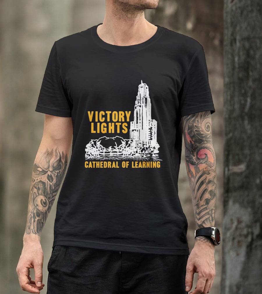 Victory Lights Cathedral Of Learning Pittsburgh Panthers T-Shirt