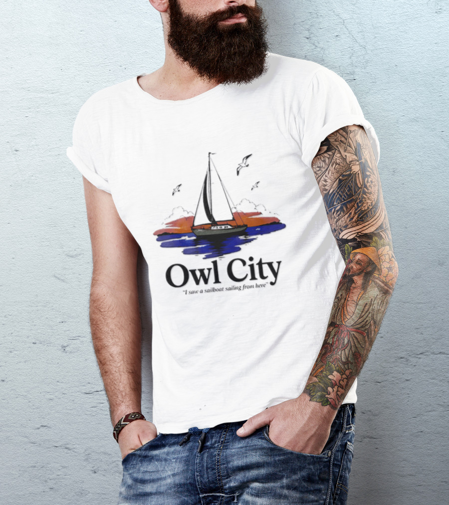 Owl City Smooth Sailing Scenic Sunset Adventure T-Shirt