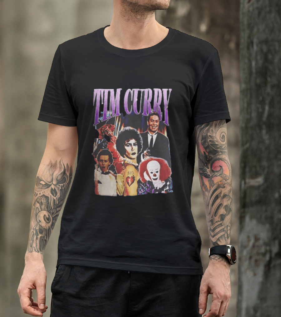 Tim Curry Dr Frank And Furter Pennywise Darkness Wadsworth Movie Roles Collage T-Shirt